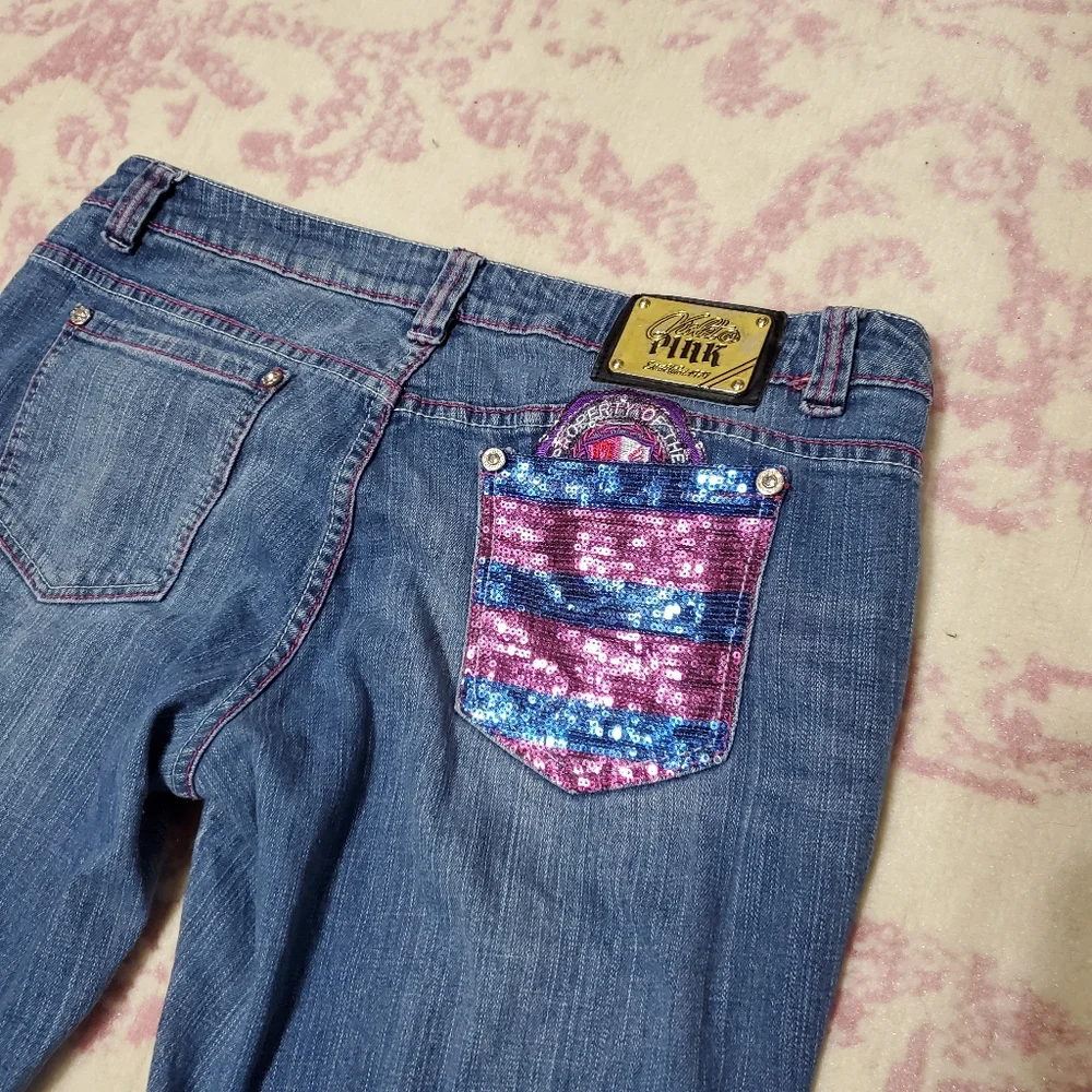 Vintage Violet and pink blue jeans
